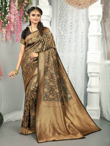 Garb This Stylist Partywear Saree Are Fine Saree Paired With Blouse.This Saree And Blouse Are Fancy Silk Fabric With Heavy Designer Wevon Work. Buy This Pretty Saree Now.