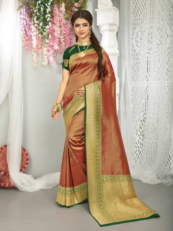 Garb This Stylist Partywear Saree Are Fine Saree Paired With Blouse.This Saree And Blouse Are Fancy Silk Fabric With Heavy Designer Wevon Work. Buy This Pretty Saree Now.