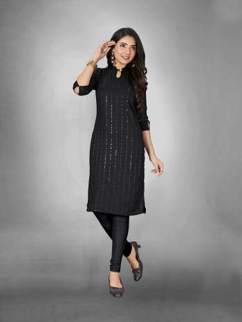 Attrective This Readymade Long Kurti In Fine Color Fabricated On Slub Cottom Beautified With Designer Embroidery Work. It Is Light In Weight And Easy To Carry All Day Long. 