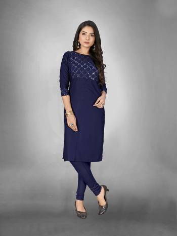 Attrective This Readymade Long Kurti In Fine Color Fabricated On Slub Cottom Beautified With Designer Embroidery Work. It Is Light In Weight And Easy To Carry All Day Long. 