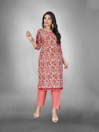 Attrective This Readymade Long Kurti In Fine Color Fabricated On Slub Cottom Beautified With Designer Printed. It Is Light In Weight And Easy To Carry All Day Long. 