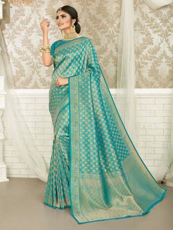 Garb This Stylist Partywear Saree Are Fine Saree Paired With Blouse.This Saree And Blouse Are Fancy Silk Fabric With Heavy Designer Wevon Work. Buy This Pretty Saree Now.