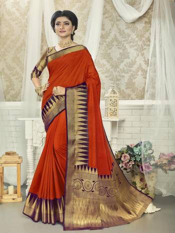 Garb This Stylist Partywear Saree Are Fine Saree Paired With Blouse.This Saree And Blouse Are Fancy Silk Fabric With Heavy Designer Wevon Work. Buy This Pretty Saree Now.