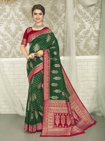 Garb This Stylist Partywear Saree Are Fine Saree Paired With Blouse.This Saree And Blouse Are Fancy Silk Fabric With Heavy Designer Wevon Work. Buy This Pretty Saree Now.