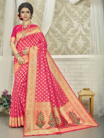 Garb This Stylist Partywear Saree Are Fine Saree Paired With Blouse.This Saree And Blouse Are Fancy Silk Fabric With Heavy Designer Wevon Work. Buy This Pretty Saree Now.