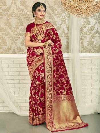 Garb This Stylist Partywear Saree Are Fine Saree Paired With Blouse.This Saree And Blouse Are Fancy Silk Fabric With Heavy Designer Wevon Work. Buy This Pretty Saree Now.