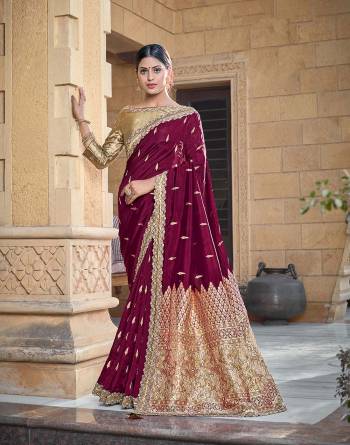 Looking This Traditional Partywear Saree Are Fine Saree Paired With Contrasted Blouse.This Saree Are Viscose Silk And Blouse Are Art Silk Fabric With Heavy Weaving Designer And Embroidery Work. Buy This Pretty Saree Now.