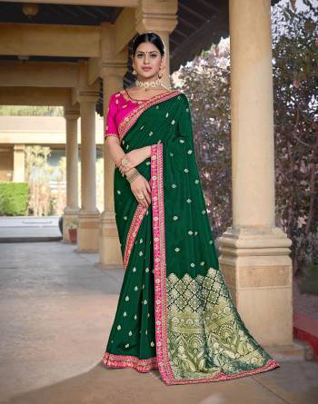 Looking This Traditional Partywear Saree Are Fine Saree Paired With Contrasted Blouse.This Saree Are Viscose Silk And Blouse Are Raw Silk Fabric With Heavy Weaving Designer And Embroidery Work. Buy This Pretty Saree Now.