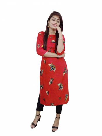 Garb This Readymade Long Kurti In Fine Color Fabricated On Rayon Beautified With Designer Printed. It Is Light In Weight And Easy To Carry All Day Long. 