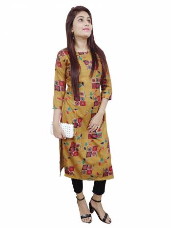 Garb This Readymade Long Kurti In Fine Color Fabricated On Rayon Beautified With Designer Printed. It Is Light In Weight And Easy To Carry All Day Long. 