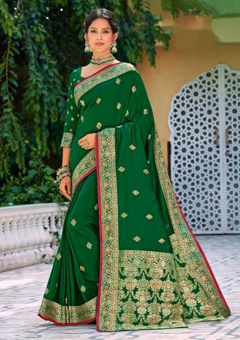 Looking This Traditional Saree Are Fine Saree Paired With Blouse.This Saree And Blouse Are Silk Based Fabric With Heavy Wevon Designer Work. Buy This Pretty Saree Now.