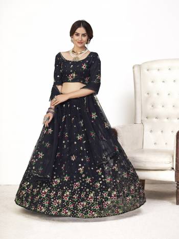 Looking This Wedding Partywear Heavy Designer Lehenga Choli And Dupatta In Fancy Color Fabricated On Soft Net Beautified With Heavy Attractive Thread,Sequance Embroidery Work. 