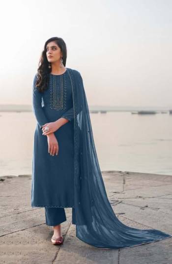 Attrective This Designer Straight Suits In Lovely Color.?Its Pretty Designer Multy Embroidery Work Top Is Georgette Based Paired Bottom Santoon With Batterfly Georgette Fabricated Dupatta Which Gives An Attractive To The Dress.