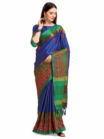 Looking This Partywear Saree Are Fine Saree Paired With Blouse.This Saree And Blouse Are Cotton Silk Based Fabric With Designer Weaving With Thread Embroidery Work. Buy This Pretty Saree Now.