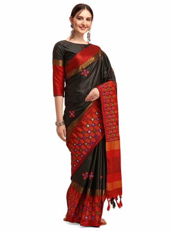 Looking This Partywear Saree Are Fine Saree Paired With Blouse.This Saree And Blouse Are Cotton Silk Based Fabric With Designer Weaving With Thread Embroidery Work. Buy This Pretty Saree Now.