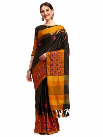 Looking This Partywear Saree Are Fine Saree Paired With Blouse.This Saree And Blouse Are Cotton Silk Based Fabric With Designer Weaving With Thread Embroidery Work. Buy This Pretty Saree Now.