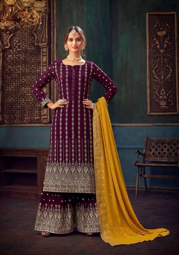 Attrective Look This Designer Long Length Suit In Lovely Color.Its Pretty Heavy Designer Embroidery,Swarovski Metal Hand Work Top Is Georgette Based Paired With Santoon Bottom And Georgette Fabricated Dupatta Which Gives An Attractive To The Suit.