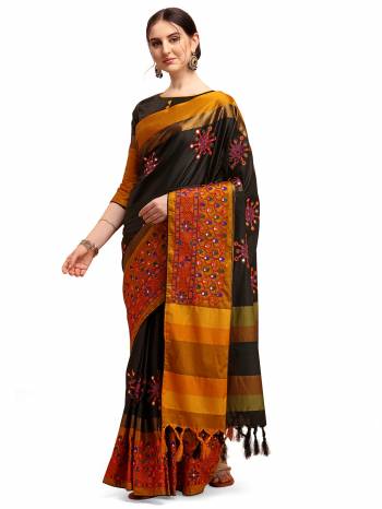 Garb This Partywear Saree Are Fine Saree Paired With Blouse.This Saree And Blouse Are Cotton Silk Based Fabric With Designer Weaving With Thread Embroidery Work. Buy This Pretty Saree Now.