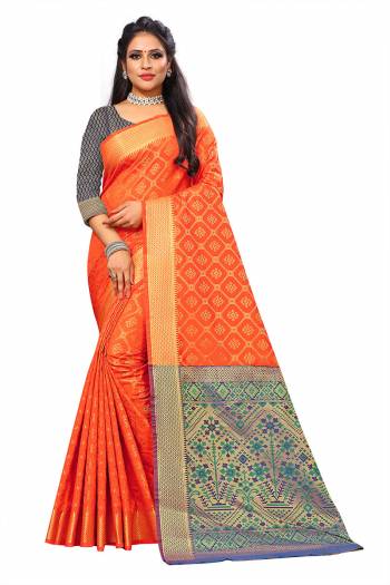 Looking This Traditional Saree Are Fine Saree Paired With Contrasted Blouse.This Saree Are Patola Silk And Blouse Are Broket Silk Fabric With Heavy Weaving Designer Work. Buy This Pretty Saree Now.