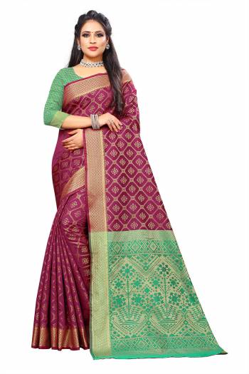 Looking This Traditional Saree Are Fine Saree Paired With Contrasted Blouse.This Saree Are Patola Silk And Blouse Are Broket Silk Fabric With Heavy Weaving Designer Work. Buy This Pretty Saree Now.