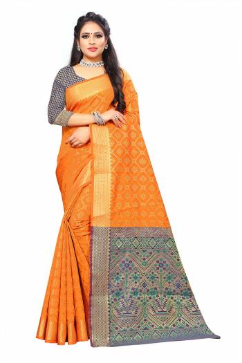 Looking This Traditional Saree Are Fine Saree Paired With Contrasted Blouse.This Saree Are Patola Silk And Blouse Are Broket Silk Fabric With Heavy Weaving Designer Work. Buy This Pretty Saree Now.