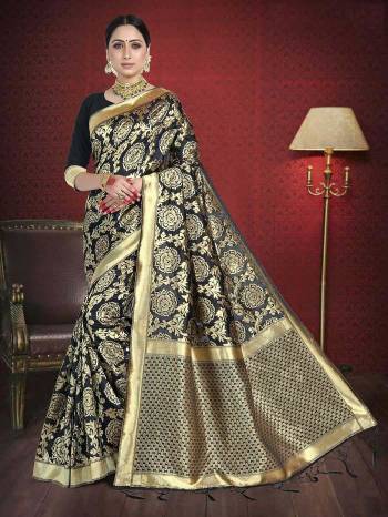 Looking This Traditional Saree Are Fine Saree Paired With Blouse.This Saree And Blouse Are Art Silk Based Fabric With Heavy Wevon Designer Work. Buy This Pretty Saree Now.