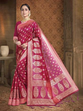 Attrective Looking This Traditional Saree Are Fine Saree Paired With Blouse.This Saree And Blouse Are Art Silk Based Fabric With Heavy Wevon Designer Work. Buy This Pretty Saree Now.