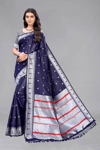 Looking This Partywear Saree Are Fine Saree Paired With Contrasted Blouse.This Saree And Blouse Are Soft Silk Fabric With Weaving Designer Work. Buy This Pretty Saree Now.