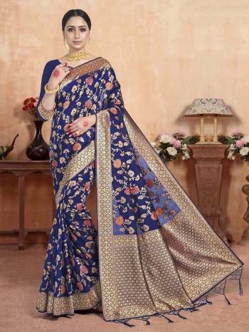 Attrective Looking This Traditional Saree Are Fine Saree Paired With Blouse.This Saree And Blouse Are Art Silk Based Fabric With Heavy Wevon Designer Work. Buy This Pretty Saree Now.