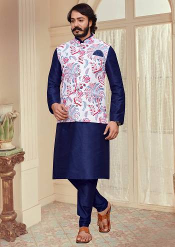 Looking This Readymade Kurta Pajama With Jacket Partywear Dress. Kurta And Pajama Are Art Silk Fabric And Jacket Art Art Silk Fabric With Plain Weaving Designer With Digital Prnted Jacket Dress.