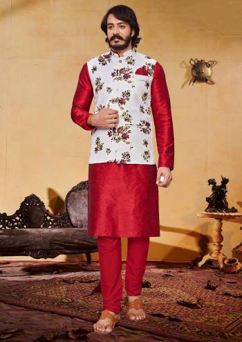 Looking This Readymade Kurta Pajama With Jacket Partywear Dress. Kurta And Pajama Are Art Silk Fabric And Jacket Art Art Silk Fabric With Plain Weaving Designer With Digital Prnted Jacket Dress.