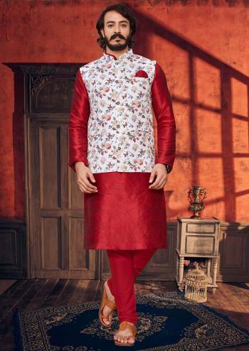 Looking This Readymade Kurta Pajama With Jacket Partywear Dress. Kurta And Pajama Are Art Silk Fabric And Jacket Art Art Silk Fabric With Plain Weaving Designer With Digital Prnted Jacket Dress.