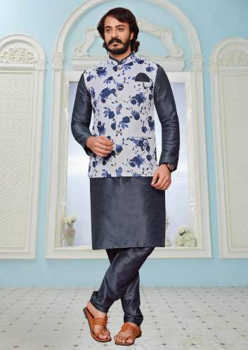 Looking This Readymade Kurta Pajama With Jacket Partywear Dress. Kurta And Pajama Are Art Silk Fabric And Jacket Art Art Silk Fabric With Plain Weaving Designer With Digital Prnted Jacket Dress.