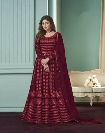 Garb This Designer Long Length Suit In Lovely Color.Its Pretty Heavy Designer Multy,Sequance Embroidery Work Top Is Georgette Based Paired With Santoon Bottom And Georgette Fabricated Dupatta Which Gives An Attractive To The Suit.