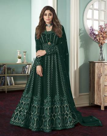 Garb This Designer Long Length Suit In Lovely Color.Its Pretty Heavy Designer Multy,Sequance Embroidery Work Top Is Georgette Based Paired With Santoon Bottom And Georgette Fabricated Dupatta Which Gives An Attractive To The Suit.