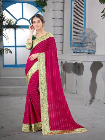 Attrective Look This Fastival Partywear Saree Are Fine Saree Paired With Blouse.This Saree Are Vichitra Silk And Blouse Are Mono Banglori Silk Based Fabric With Heavy Dew Drope With Moti And Banarasi Border. Buy This Pretty Saree Now.