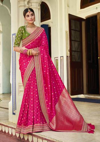 Attrective Looking This Traditional Partywear Saree Are Fine Saree Paired With Contrasted Blouse.This Saree And Blouse Are Banarasi Silk Fabric With Heavy Weaving Designer And Blouse Are Embroidery Work. Buy This Pretty Saree Now.