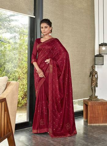 Adorn The Pretty Angelic Look Wearing This Heavy Designer Dew Drops And Swaroski Work Saree In Fine Color Paired With Colored Blouse. This Saree Is Fabricated On Vichitra Silk Paired With Art Silk Fabricated Blouse. Its Pretty Color Pallete Will Give An Attractive Look To Your Personality. 