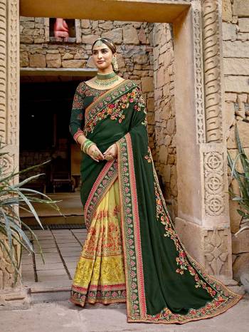 Celebrate This Festive Season In This Very Pretty Colored Designer Saree Paired With Colored Blouse. This Saree and Blouse Are Art Silk Based Beautified With Detailed Designer Heavy Embroidery. 