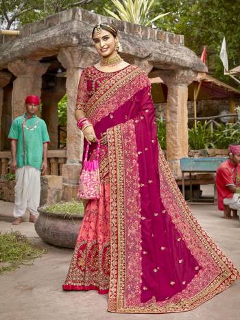 Celebrate This Festive Season In This Very Pretty Colored Designer Saree Paired With Colored Blouse. This Saree and Blouse Are Art Silk Based Beautified With Detailed Designer Heavy Embroidery. 