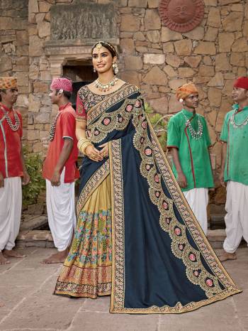 Celebrate This Festive Season In This Very Pretty Colored Designer Saree Paired With Colored Blouse. This Saree and Blouse Are Art Silk Based Beautified With Detailed Designer Heavy Embroidery. 