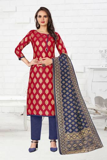 Looking This Suits Are Fine Color With Weaving Designer. Top Are Banarasi Silk And Bottom Are Tapeta Silk With Dupatta Are Banarasi Silk Fabric Base Lovely Dress.