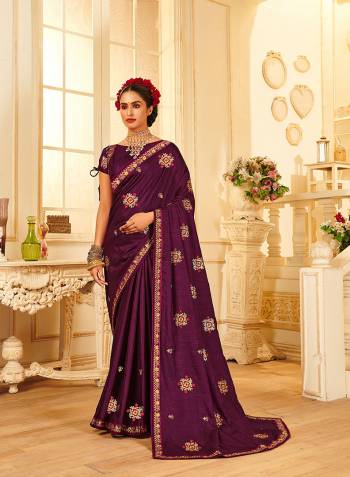 Adorn The Pretty Angelic Look Wearing This Heavy Designer Embroidery Butta Work Saree In Fine Color Paired With Blouse. This Saree And Blouse Is Fabricated On Vichitra Silk Paired. Its Pretty Color Pallete Will Give An Attractive Look To Your Personality. 