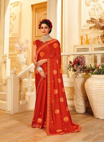 Adorn The Pretty Angelic Look Wearing This Heavy Designer Embroidery Butta Work Saree In Fine Color Paired With Blouse. This Saree And Blouse Is Fabricated On Vichitra Silk Paired. Its Pretty Color Pallete Will Give An Attractive Look To Your Personality. 