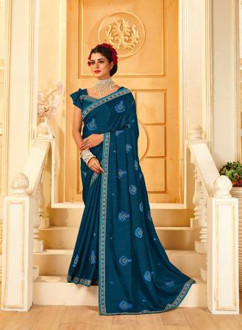 Adorn The Pretty Angelic Look Wearing This Heavy Designer Embroidery Butta Work Saree In Fine Color Paired With Blouse. This Saree And Blouse Is Fabricated On Vichitra Silk Paired. Its Pretty Color Pallete Will Give An Attractive Look To Your Personality. 