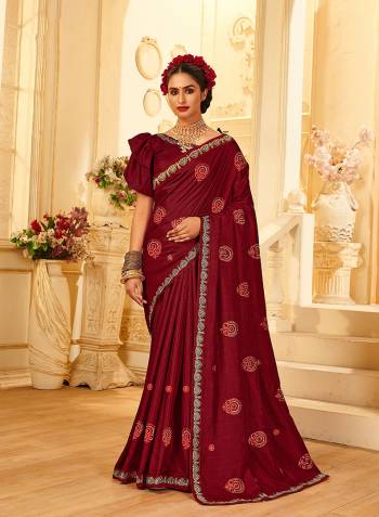 Adorn The Pretty Angelic Look Wearing This Heavy Designer Embroidery Butta Work Saree In Fine Color Paired With Blouse. This Saree And Blouse Is Fabricated On Vichitra Silk Paired. Its Pretty Color Pallete Will Give An Attractive Look To Your Personality. 