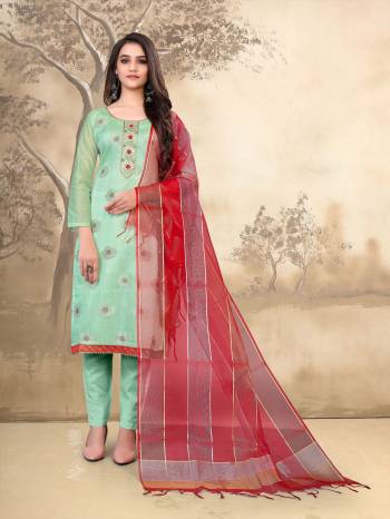 Attrective This Designer Suits In Lovely Color.?Its Pretty Designer Embroidery Work Top Is Banarasi Silk Based Paired Bottom Santoon With Banarasi Silk Fabricated Dupatta Which Gives An Attractive To The Dress.