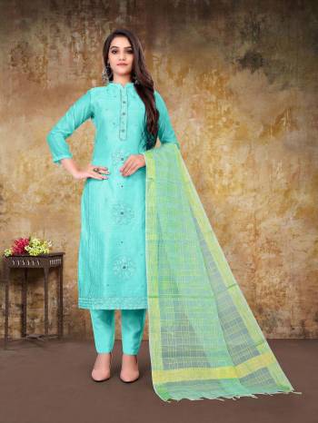 Looking This Designer Suits In Lovely Color.?Its Pretty Designer Embroidery Work Top Is Modal Chanderi Based Paired Bottom Santoon With Fancy Fabricated Dupatta Which Gives An Attractive To The Dress.