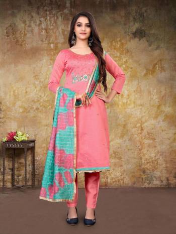 Looking This Designer Suits In Lovely Color.?Its Pretty Designer Embroidery Work Top Is Modal Chanderi Based Paired Bottom Santoon With Fancy Fabricated Dupatta Which Gives An Attractive To The Dress.