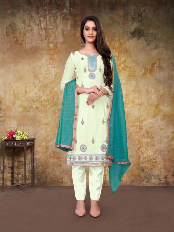 Looking This Designer Suits In Lovely Color.?Its Pretty Designer Embroidery Work Top Is Modal Chanderi Based Paired Bottom Santoon With Fancy Fabricated Dupatta Which Gives An Attractive To The Dress.